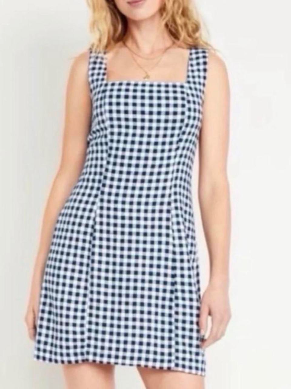 Old Navy Blue And White Gingham Dress, M